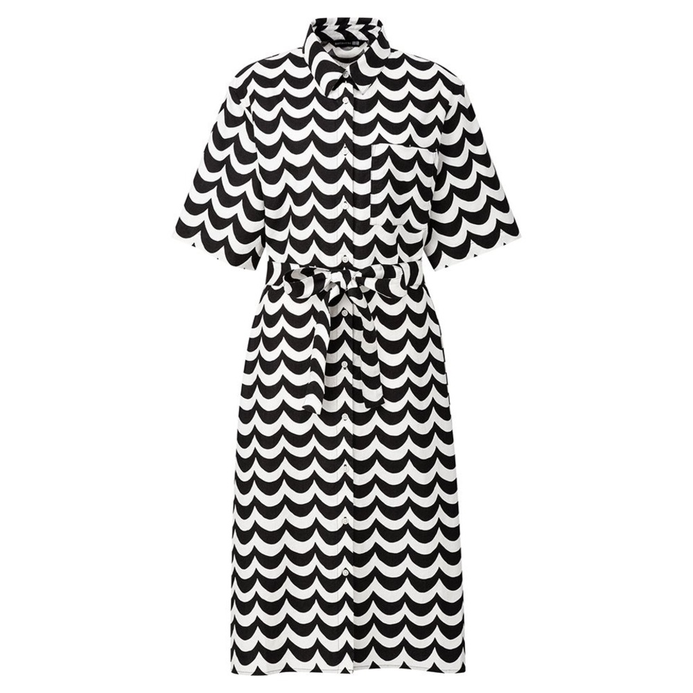 Marimekko x Uniqlo Black & White Linen Blend Shirt Dress size Small